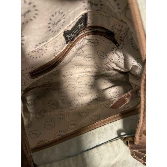 Myra Bag Crossbody Shoulder Purse Turquoise Canvas Texas Fringe Western READ - Picture 12 of 14